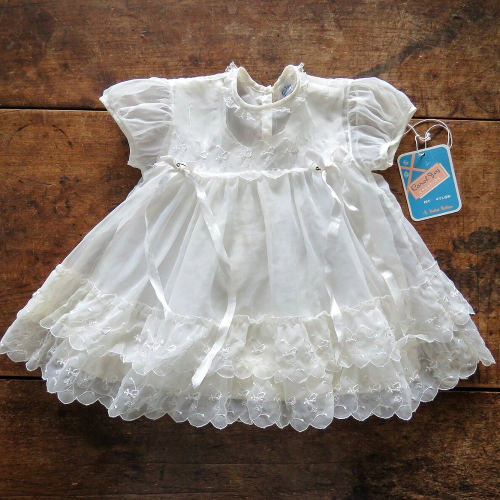 Vintage 1950s Carol Joy Creation Christening Dress & Under Slip